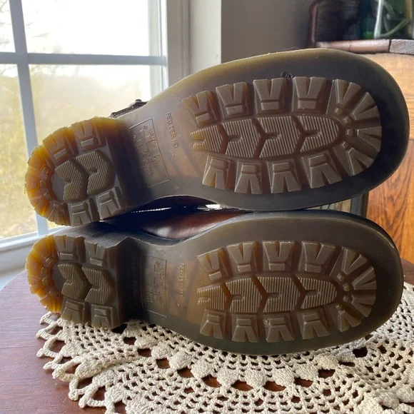 RARE Vintage 90s Doc Martens 8307-AW004 Brown Leather Mary Jane Platform Loafers - Picture 11 of 16